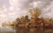 GOYEN, Jan van Village at the River sg painting